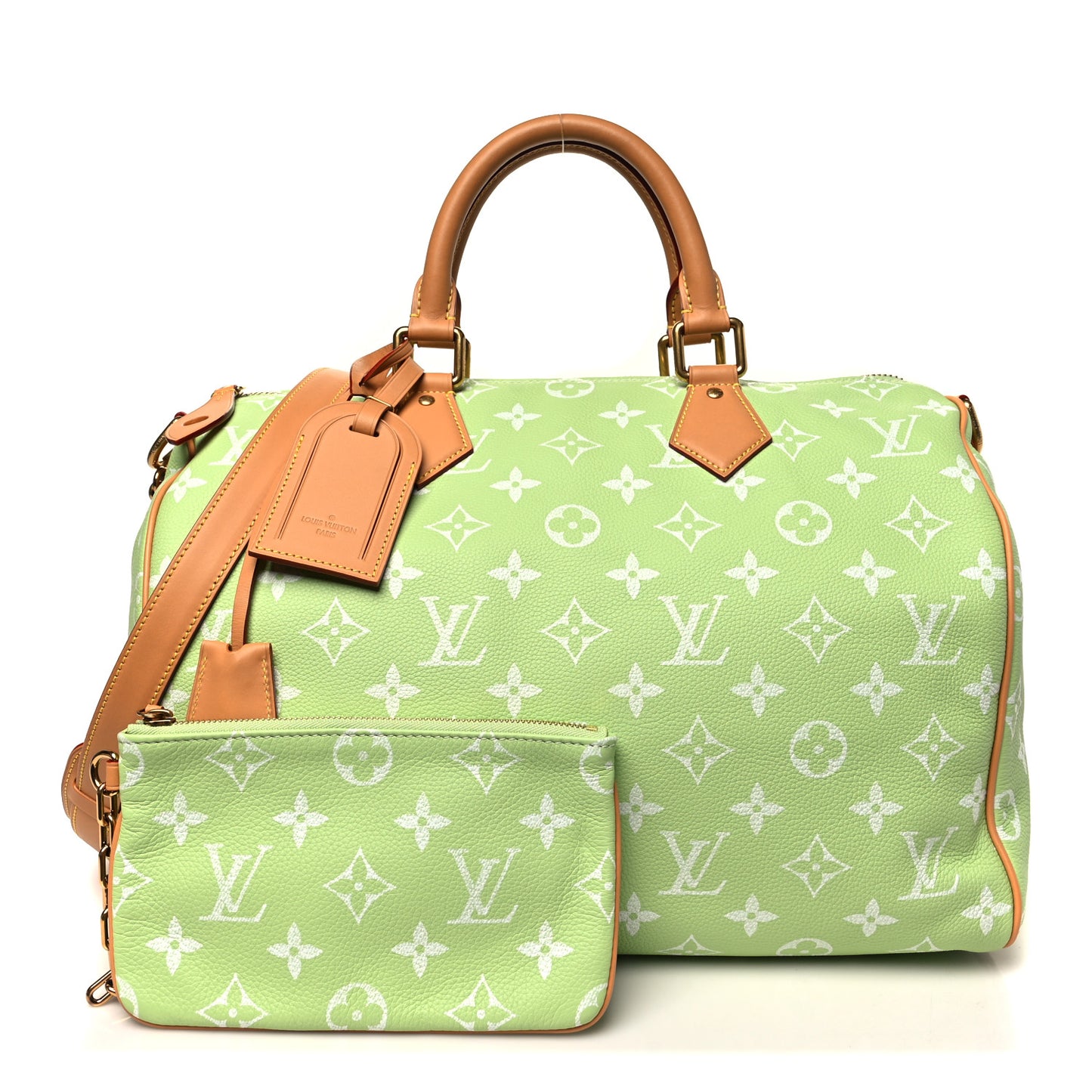 Calfskin Monogram Speedy P9 Bandouliere 40 Frozen Lime