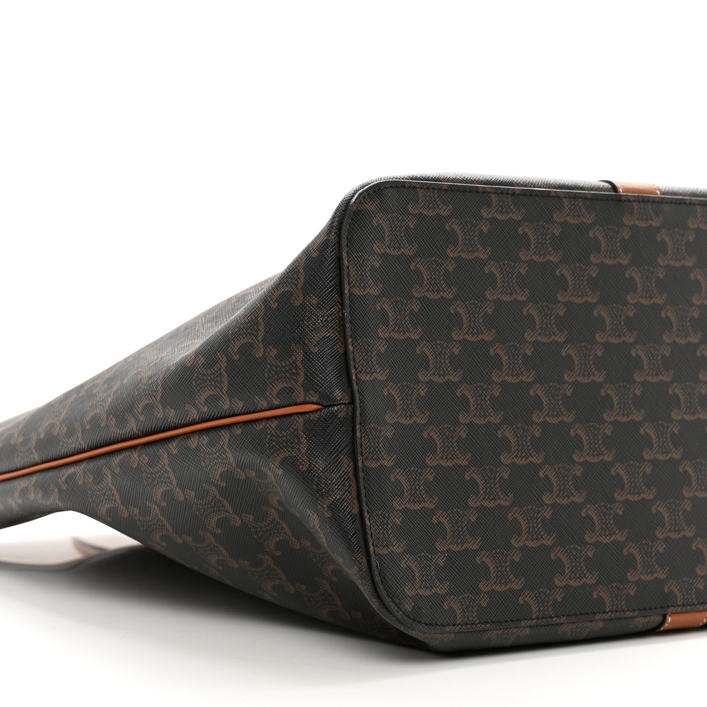 Triomphe Canvas Calfskin Medium Cabas Bag Tan