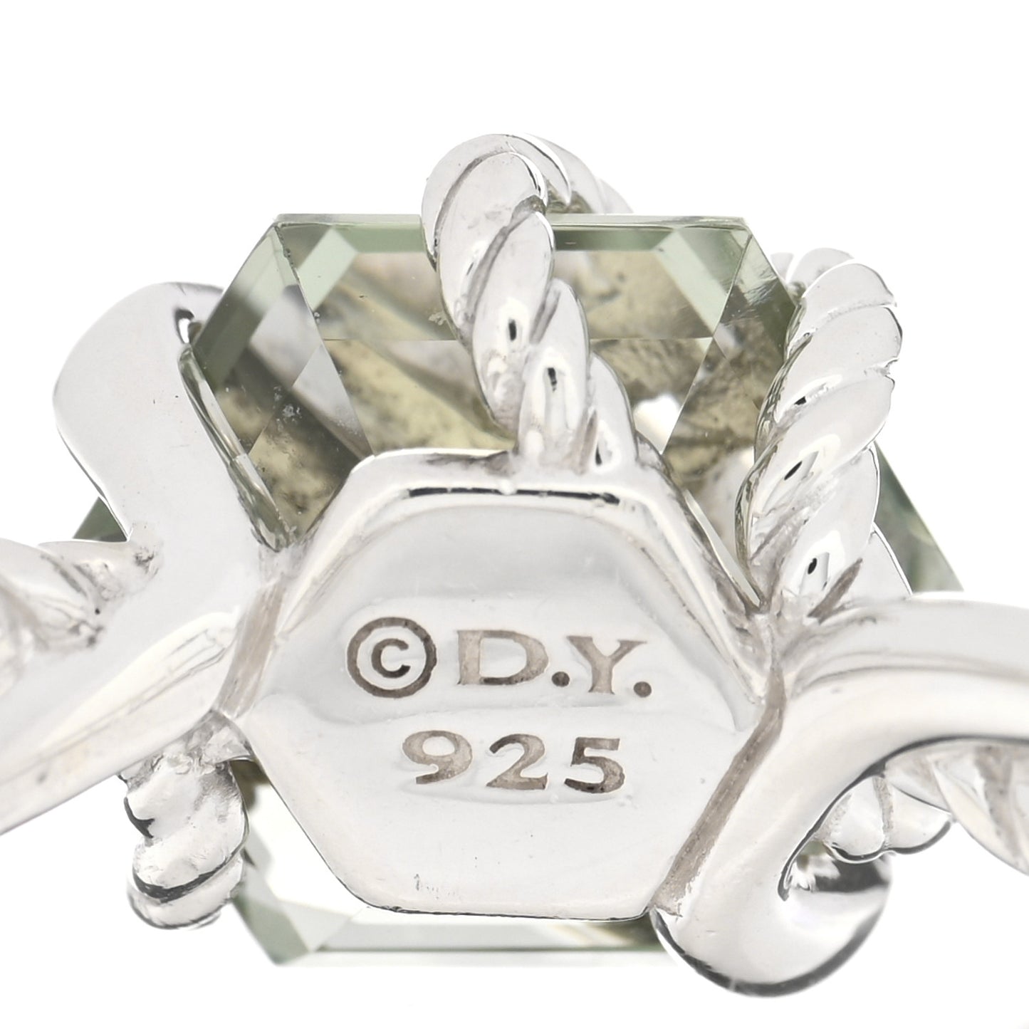 Sterling Silver Diamond Prasiolite 10mm Cable Wrap Ring 52 6
