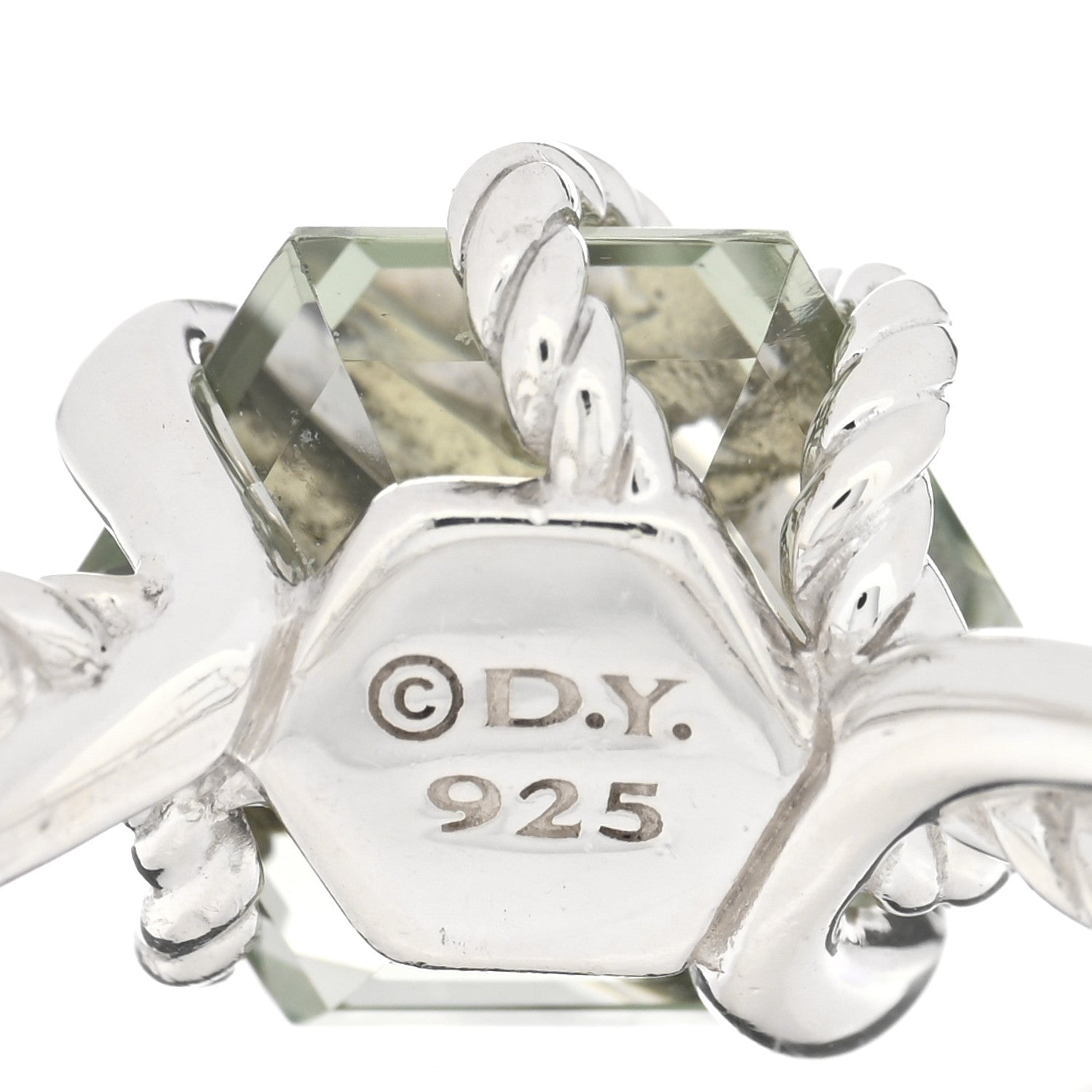 David Yurman Sterling Silver Diamond Prasiolite 10mm Cable Wrap Ring 52 6 4 of 4
