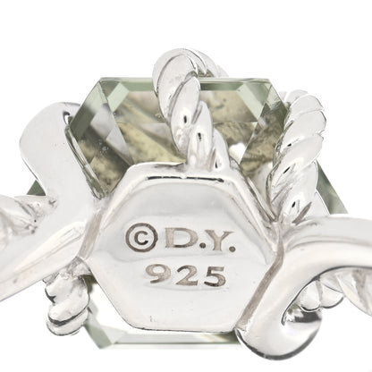 David Yurman Sterling Silver Diamond Prasiolite 10mm Cable Wrap Ring 52 6 4 of 4