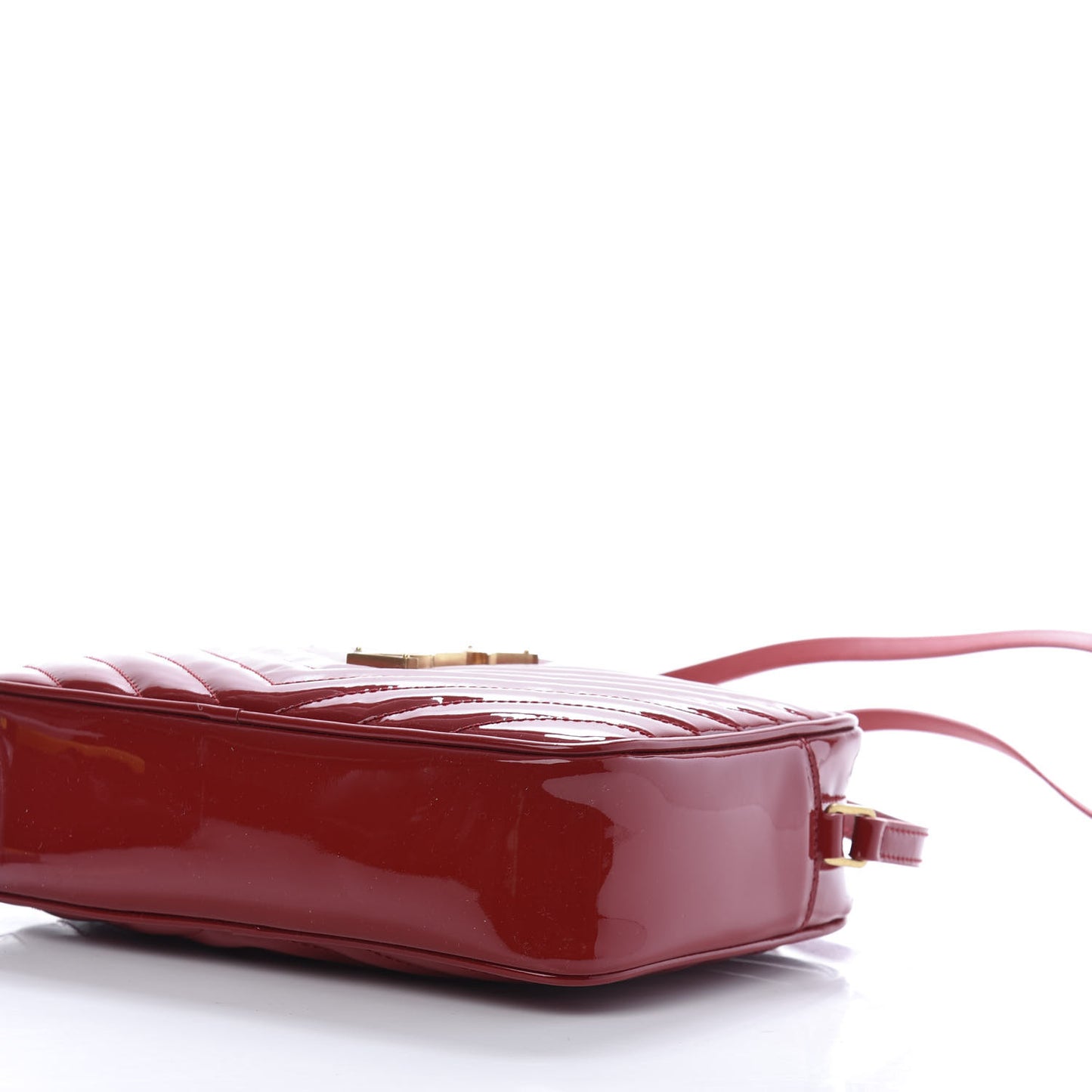 Patent Calfskin Matelasse Monogram Lou Camera Bag Red