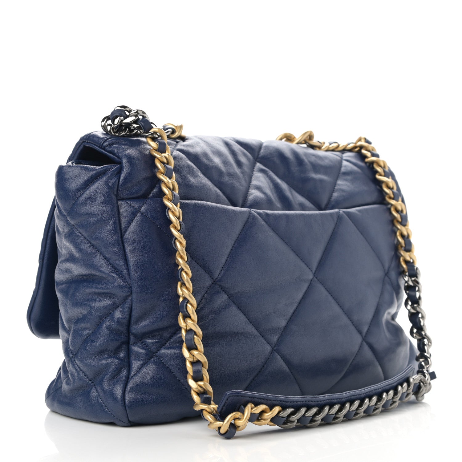 Chanel Goatskin Quilted Maxi Chanel 19 Flap Blue 3 of 10