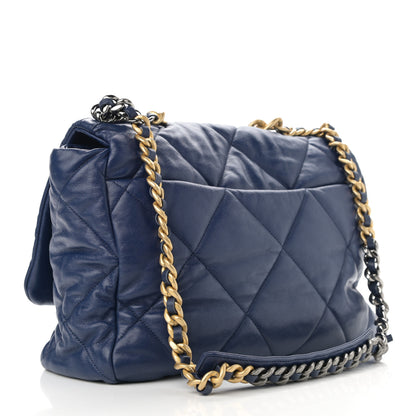 Chanel Goatskin Quilted Maxi Chanel 19 Flap Blue 3 of 10