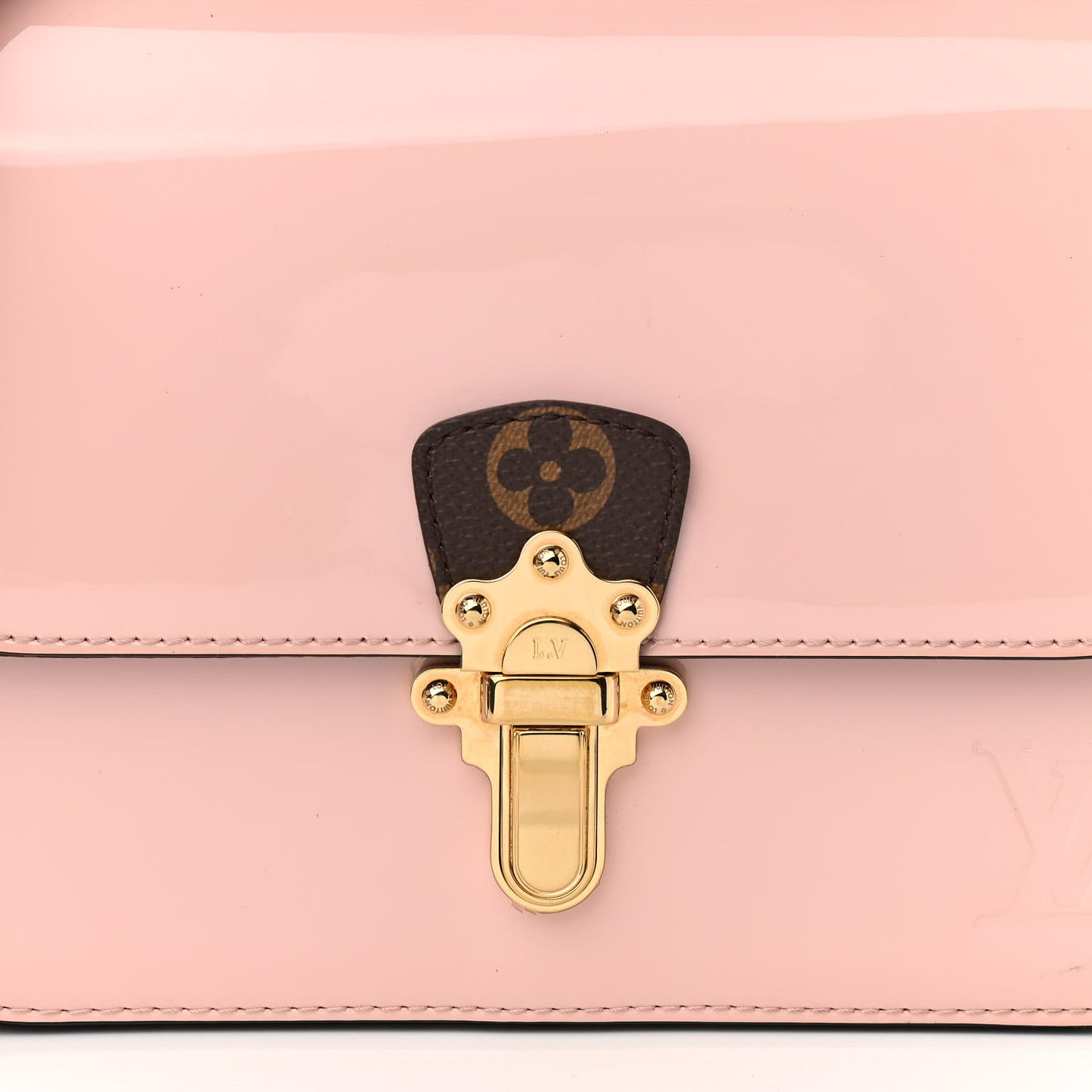 Patent Calfskin Monogram Cherrywood BB Rose Ballerine