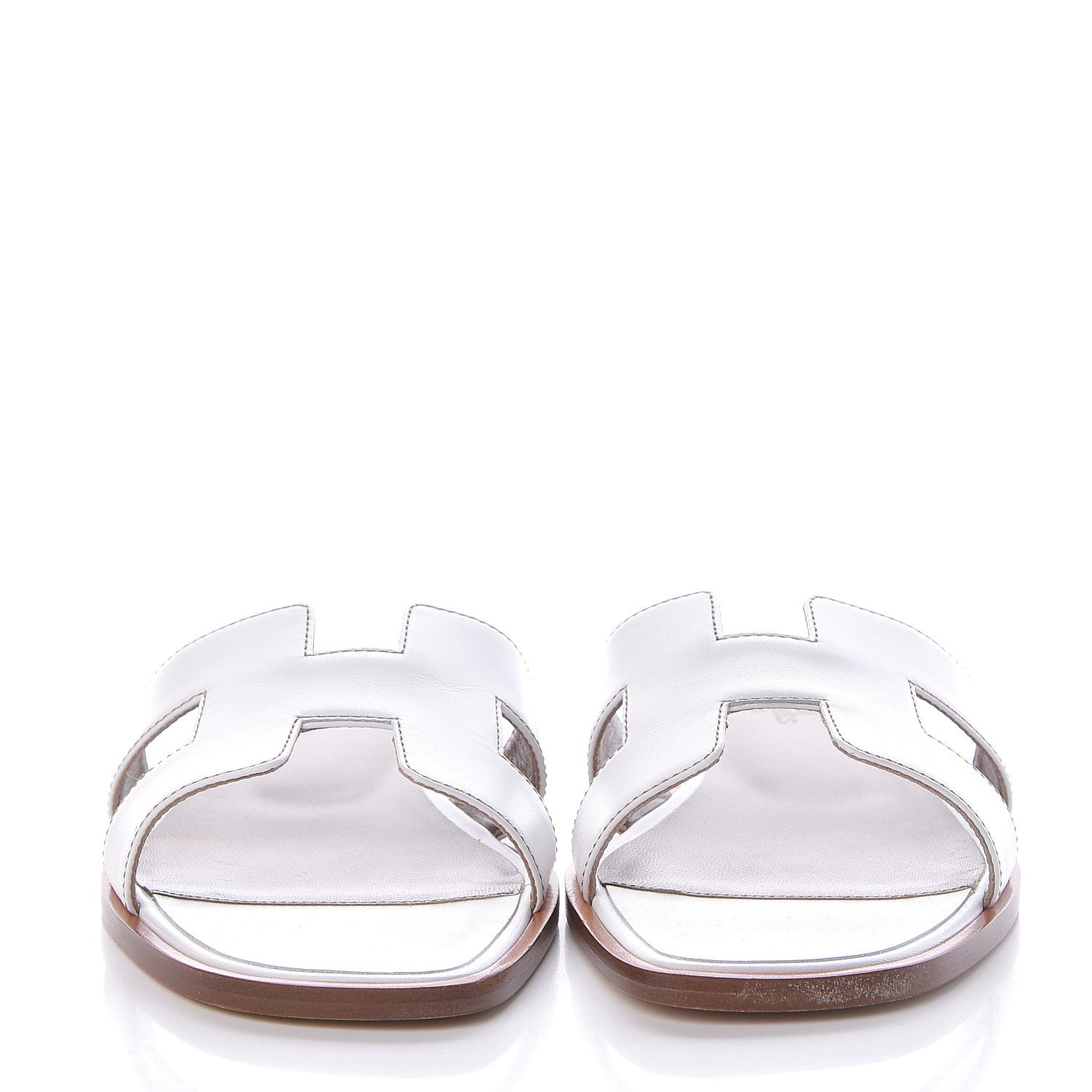 Hermes Box Calfskin Oran Sandals 37.5 White 2 of 9