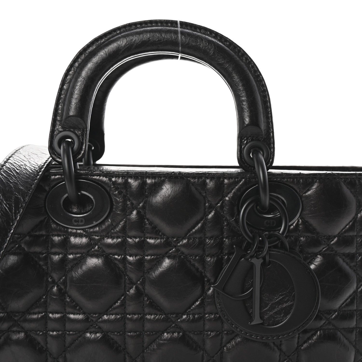 Christian Dior Crinkled Calfskin Cannage Medium Lady D-Joy Black 8 of 10