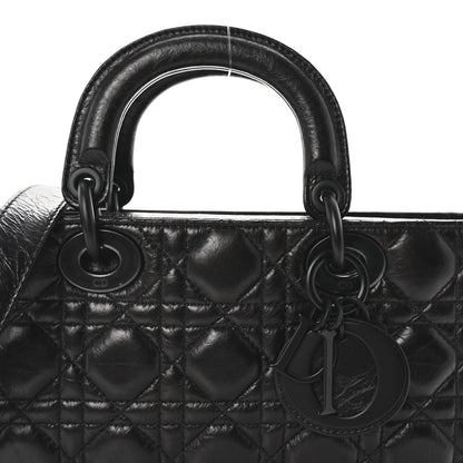 Christian Dior Crinkled Calfskin Cannage Medium Lady D-Joy Black 8 of 10