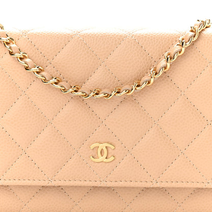Chanel Caviar Quilted Wallet On Chain WOC Beige 8 of 11