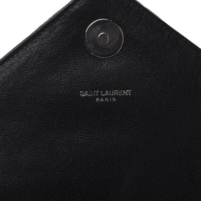 Saint Laurent Sheepskin Matelasse Chevron Monogram Medium College Bag Black 13 of 15