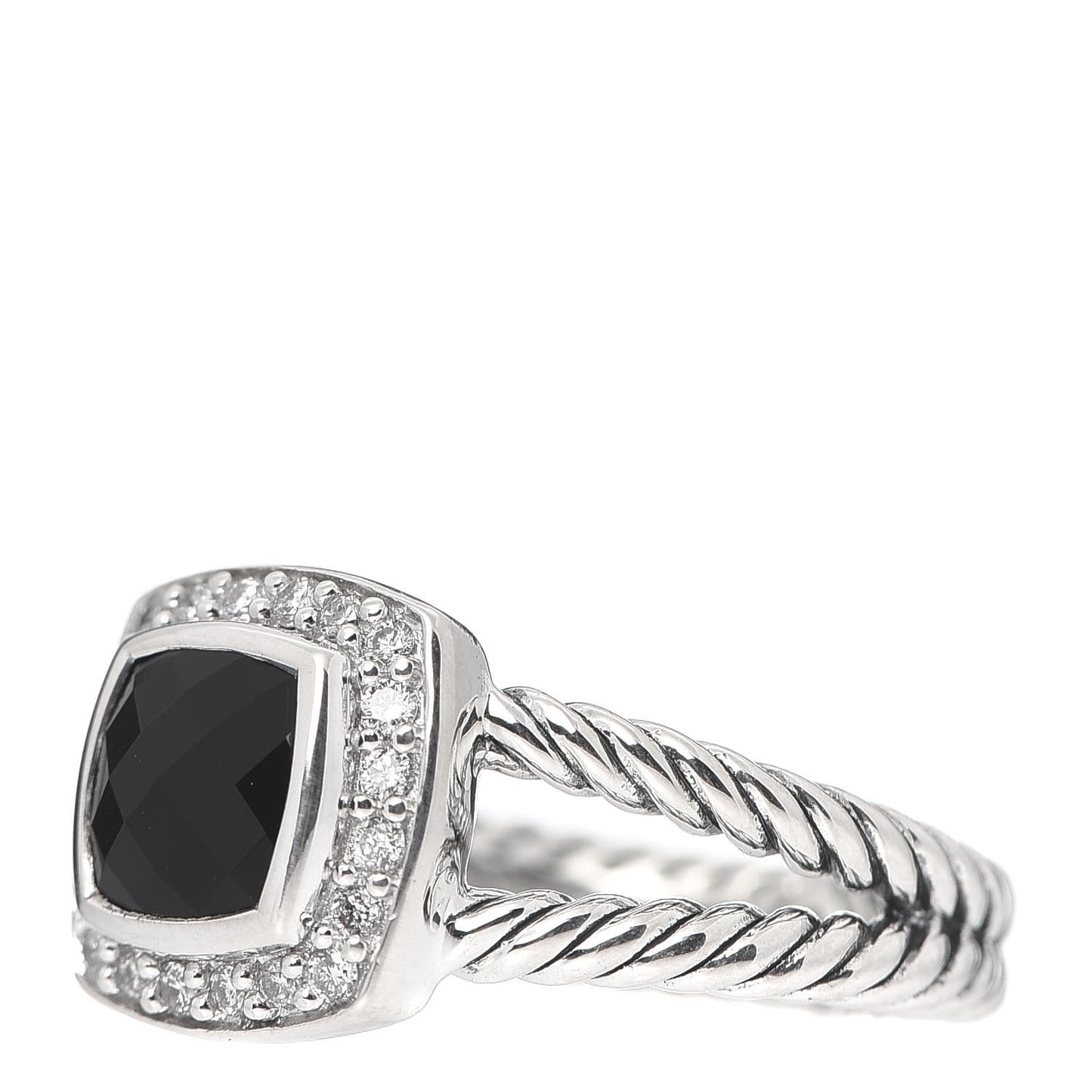 Sterling Silver Diamond Black Onyx 7mm Petite Albion Ring 52 6
