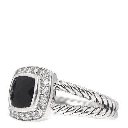 David Yurman Sterling Silver Diamond Black Onyx 7mm Petite Albion Ring 52 6 3 of 5