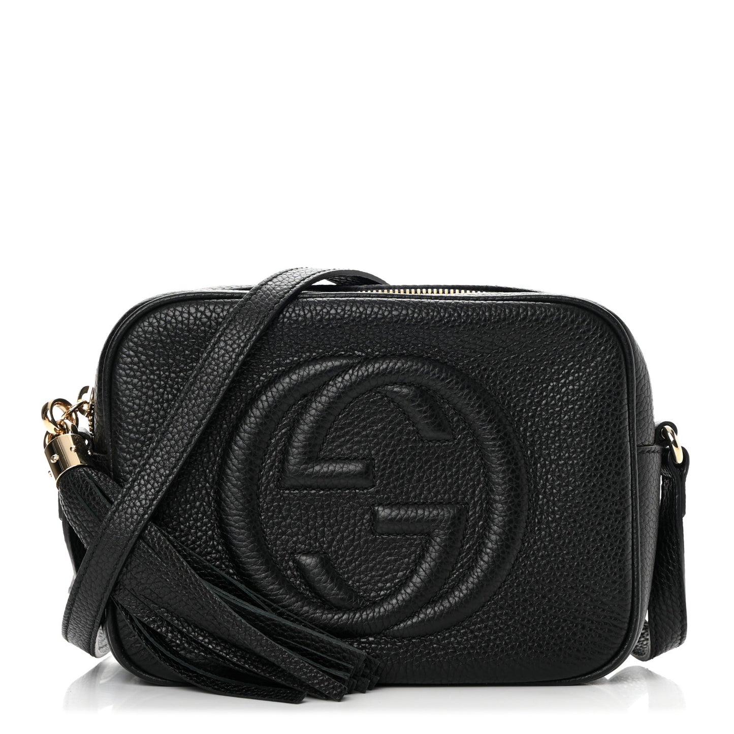 Pebbled Calfskin Small Soho Disco Bag Black