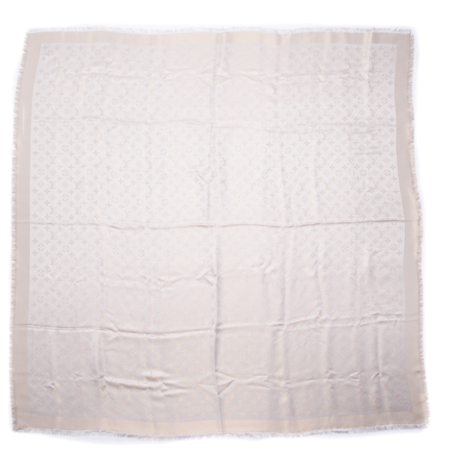 Louis Vuitton Silk Wool Monogram Shine Shawl Beige 1 of 4