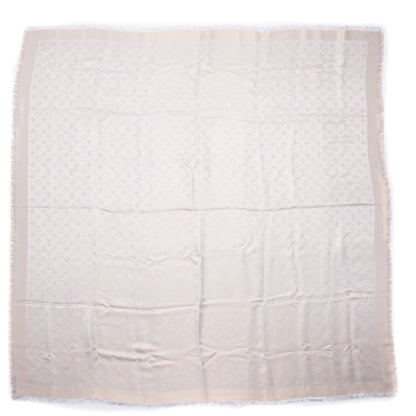 Louis Vuitton Silk Wool Monogram Shine Shawl Beige 1 of 4