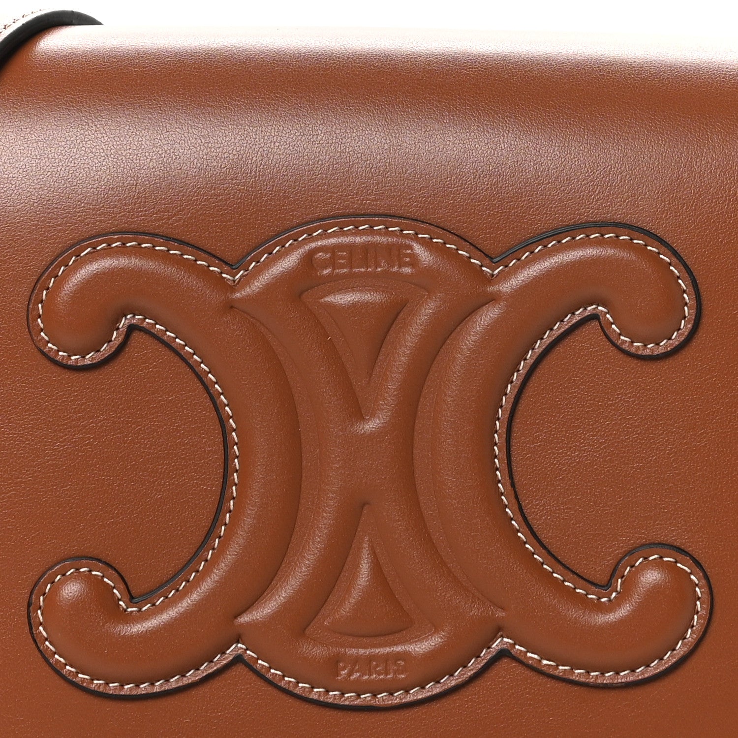 Celine Smooth Calfskin Cuir Triomphe Folco Crossbody Bag Tan 8 of 10