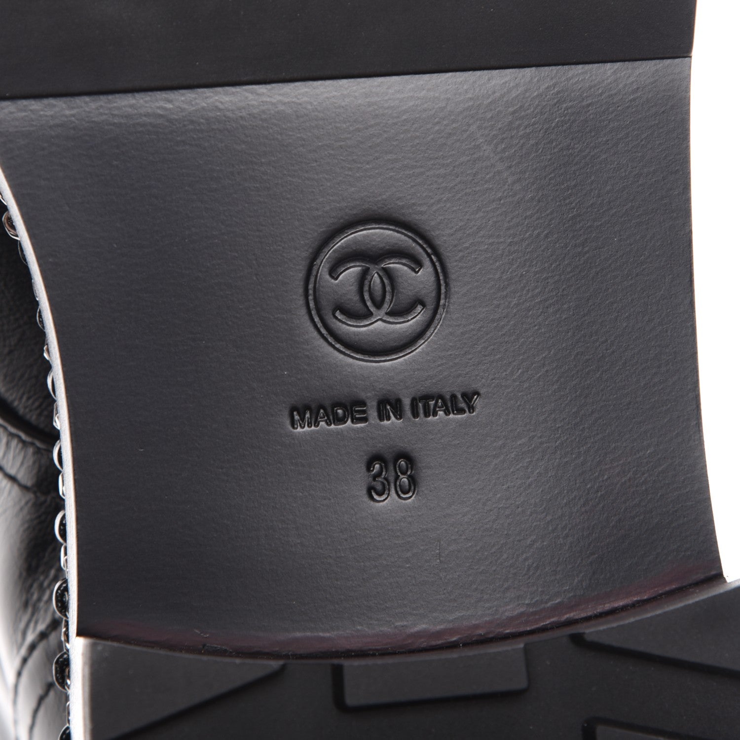Chanel Crinkled Calfskin Pearl Combat Short Boots 38 Black 6 of 9