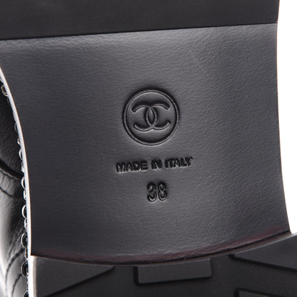 Chanel Crinkled Calfskin Pearl Combat Short Boots 38 Black 6 of 9