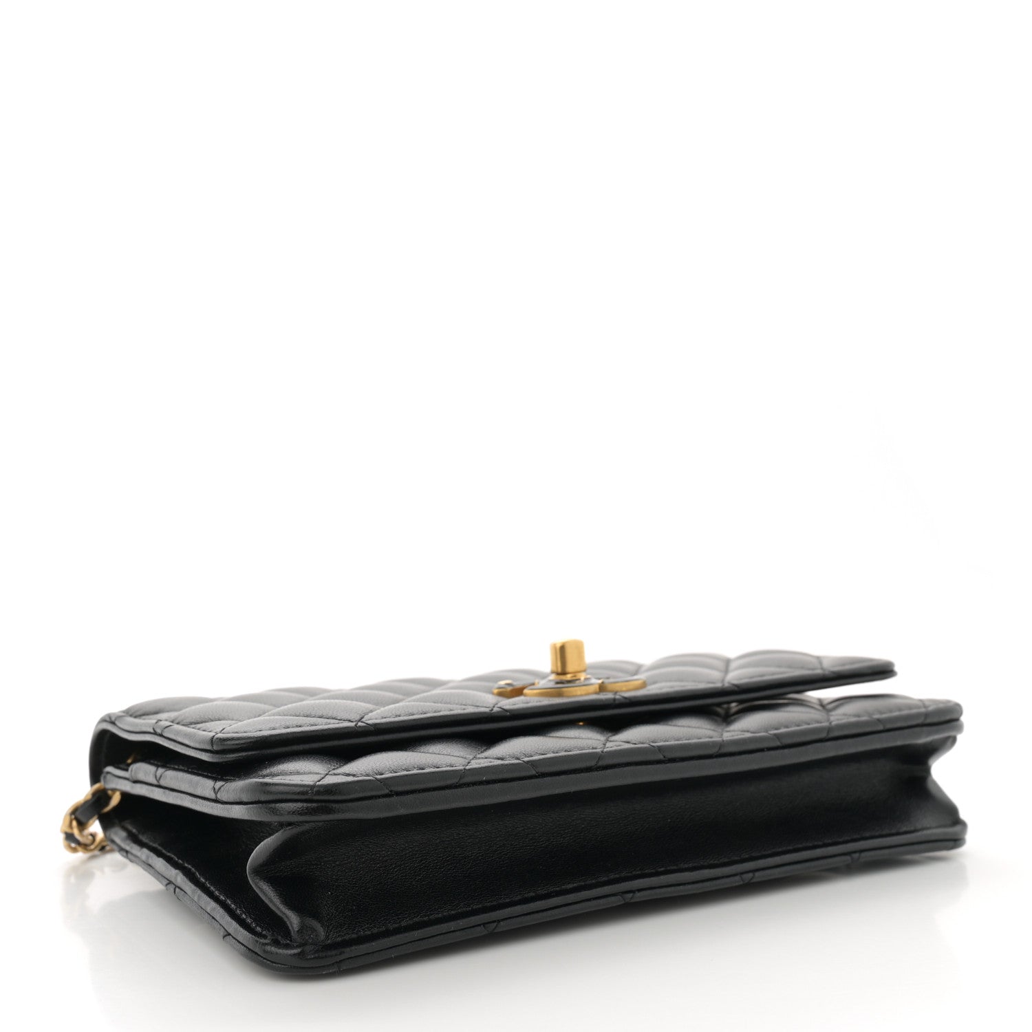 Chanel Shiny Lambskin Quilted Enamel Wallet On Chain WOC Black 4 of 13