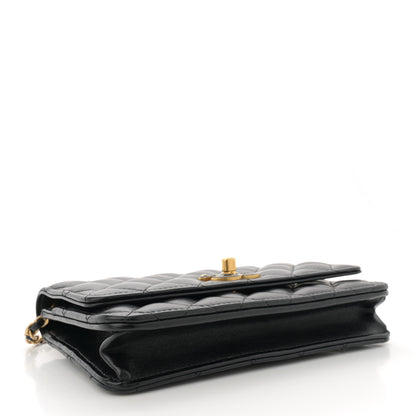 Chanel Shiny Lambskin Quilted Enamel Wallet On Chain WOC Black 4 of 13