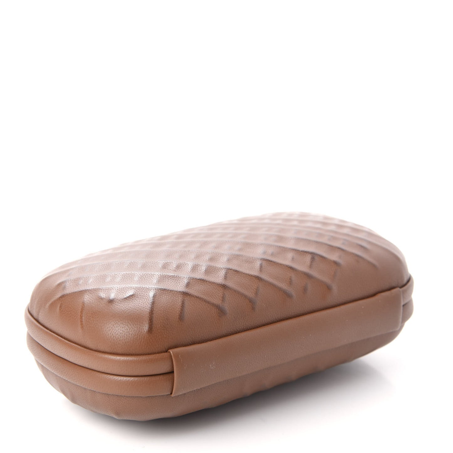 Nappa Embossed Knot Clutch Light Brown