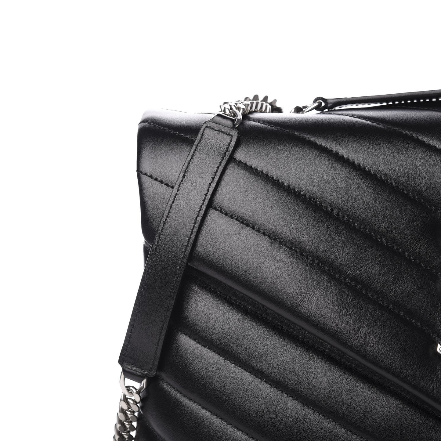 Calfskin Y Quilted Monogram Medium Loulou Chain Satchel Black