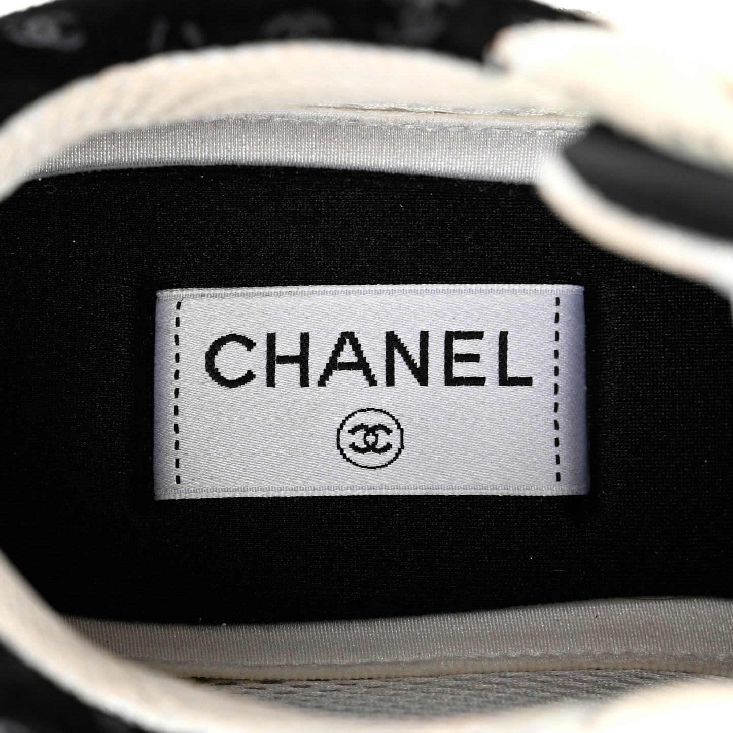 Nylon Suede Calfskin Printed CC Sneakers 41 White Black