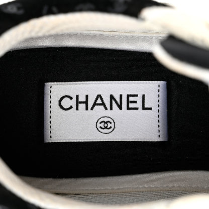 Chanel Nylon Suede Calfskin Printed CC Sneakers 41 White Black 6 of 8