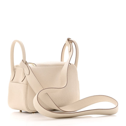 Hermes Taurillon Clemence Mini Lindy 20 Craie 3 of 11