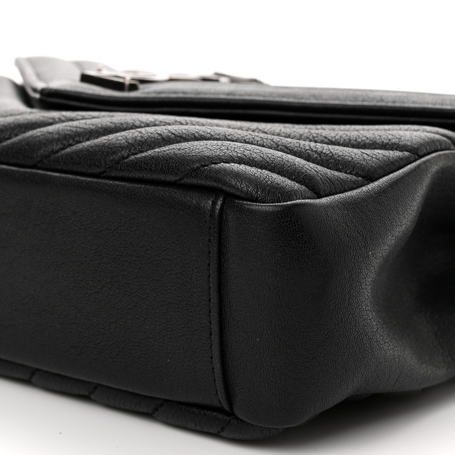 Saint Laurent Sheepskin Matelasse Chevron Monogram Medium College Bag Black 10 of 10