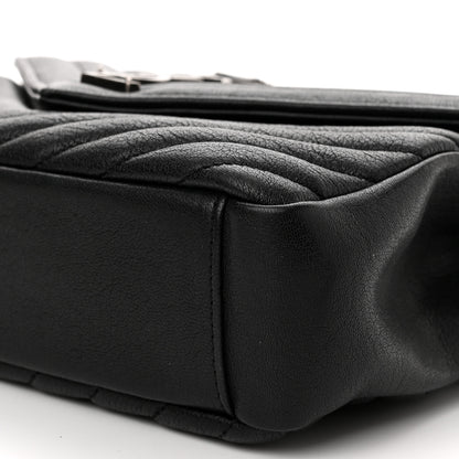 Saint Laurent Sheepskin Matelasse Chevron Monogram Medium College Bag Black 10 of 10