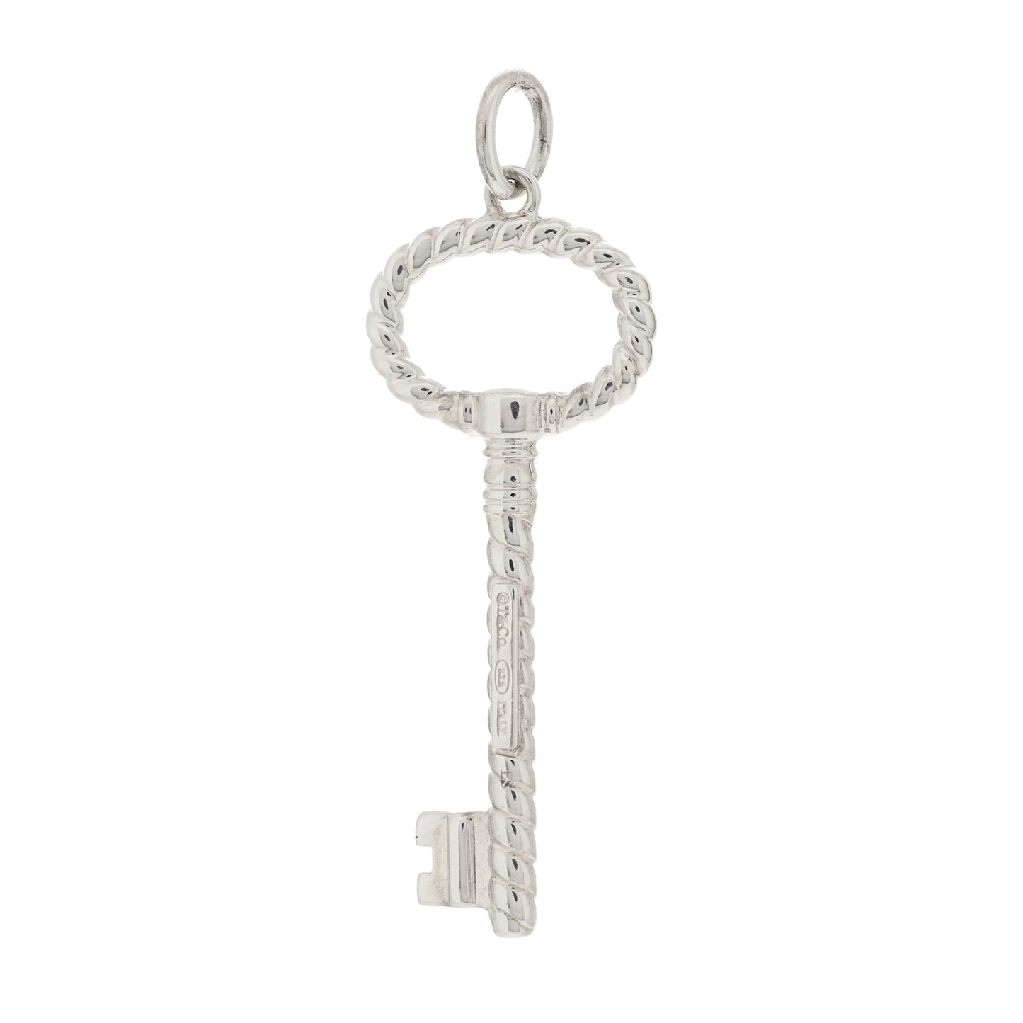 Sterling Silver Twist Oval Key Pendant