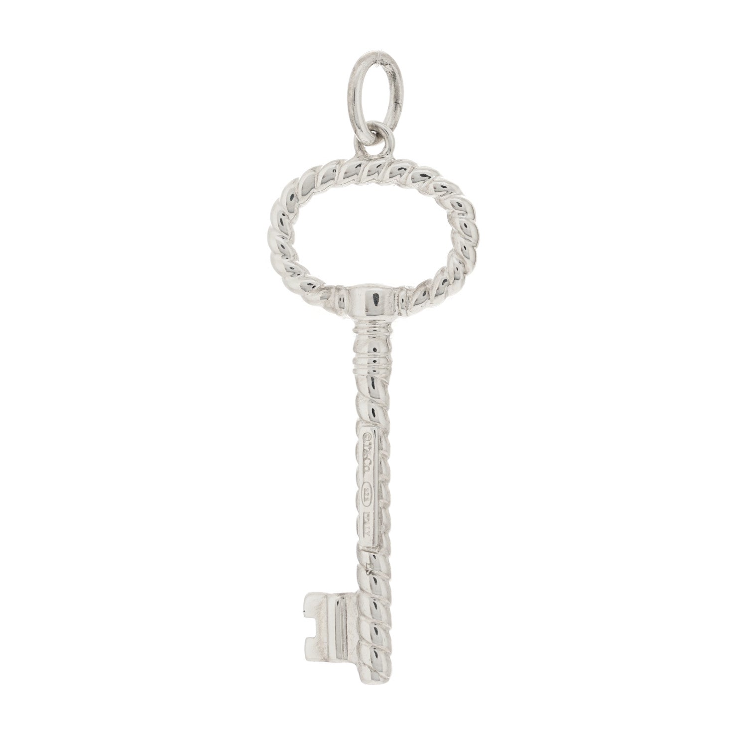 Tiffany Sterling Silver Twist Oval Key Pendant 3 of 3