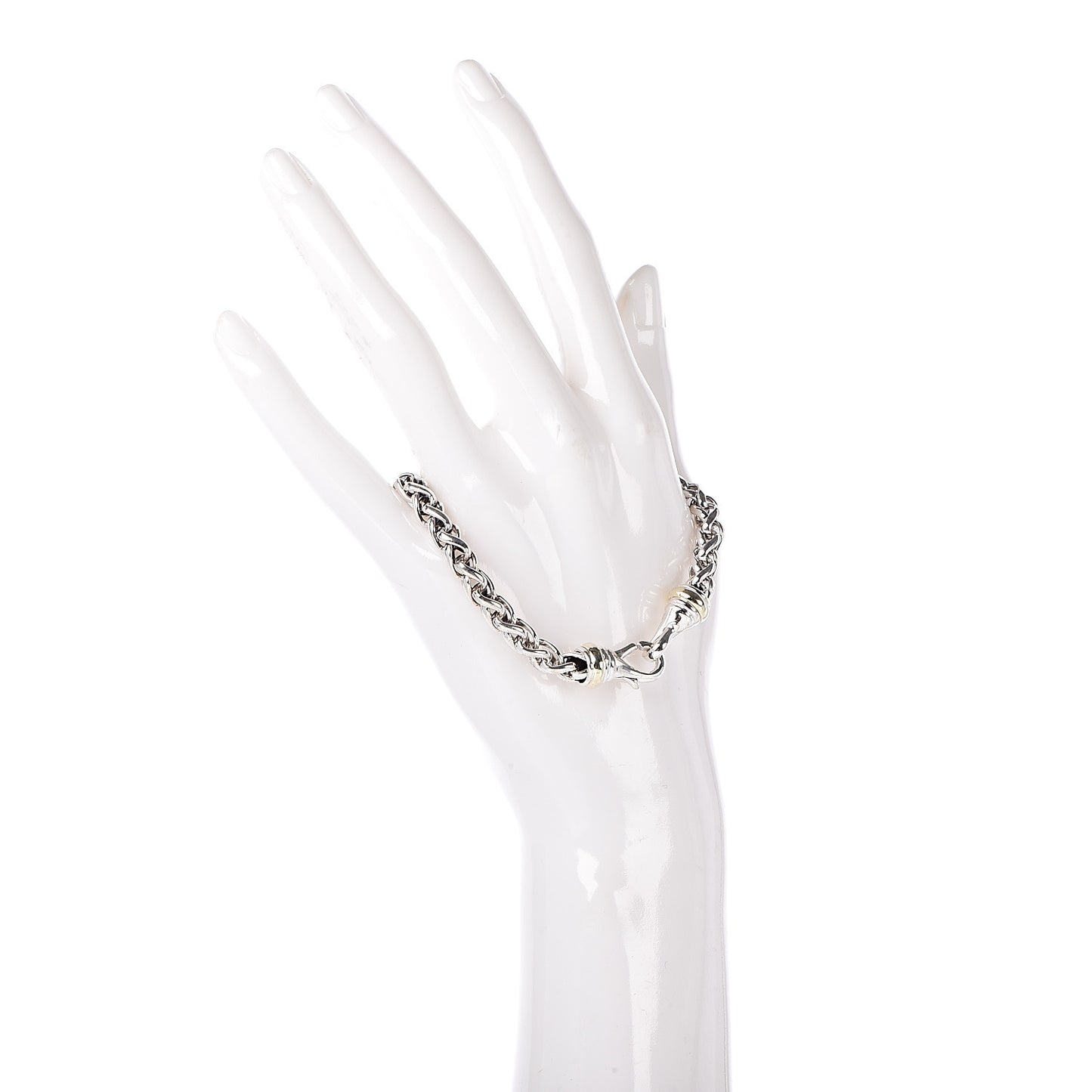 Sterling Silver 14K Yellow Gold 6mm Wheat Chain Bracelet