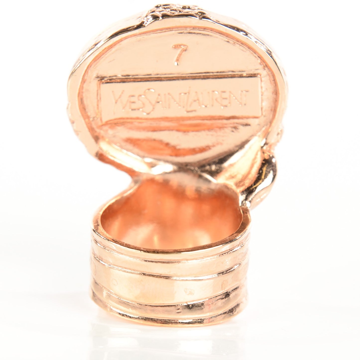 Glass Cabochon Arty Ovale Ring 7 Rose Gold Lapis