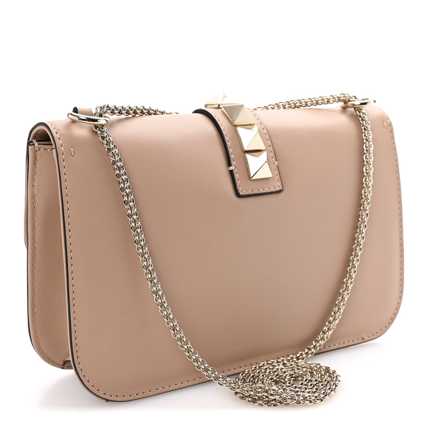 Vitello Medium Glam Lock Rockstud Flap Poudre