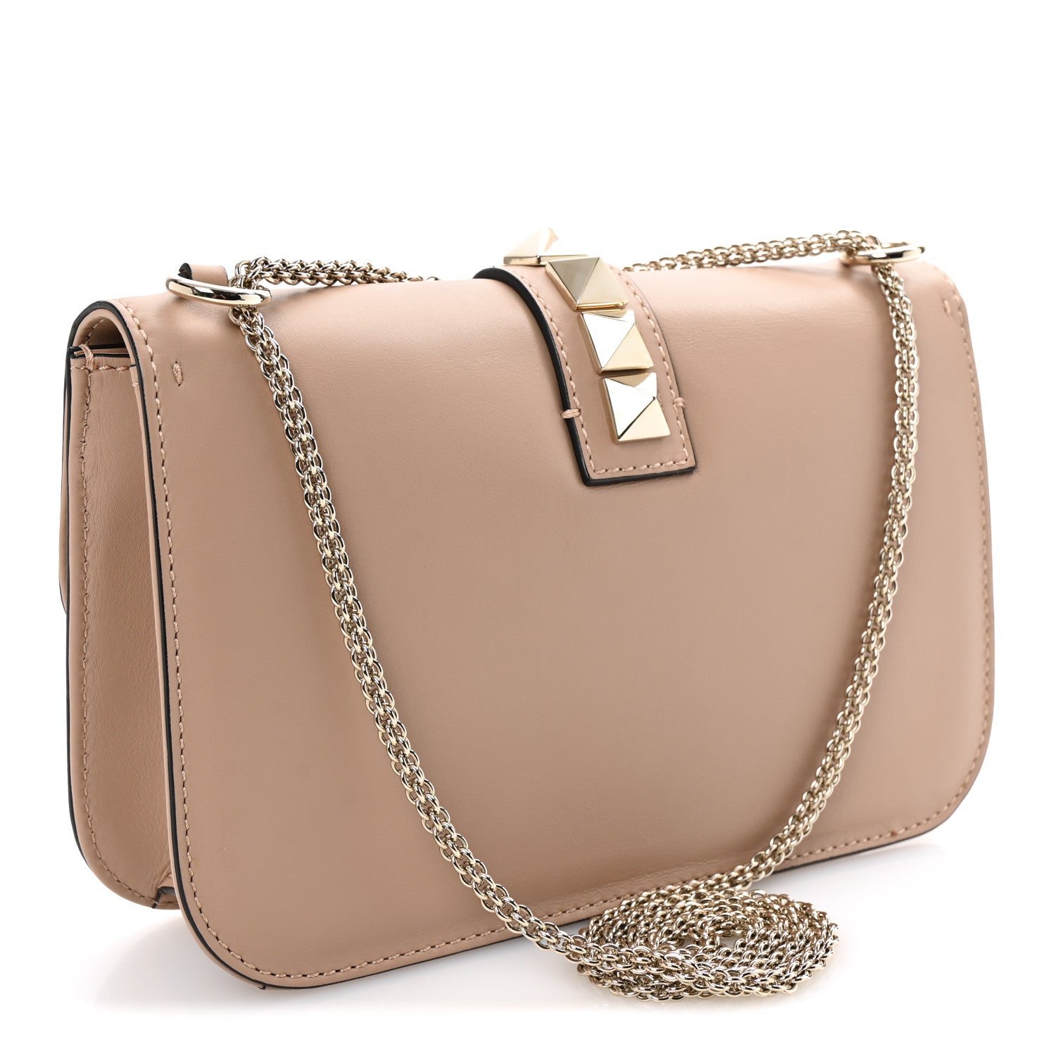 Valentino Garavani Vitello Medium Glam Lock Rockstud Flap Poudre 3 of 10