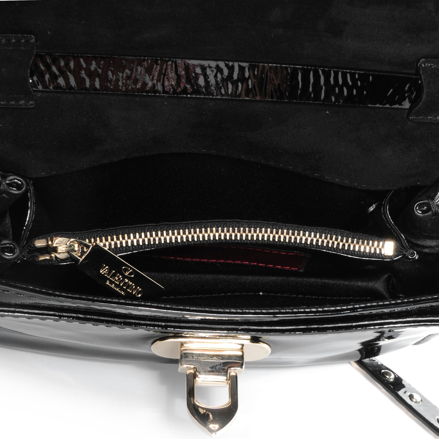 Patent Mini Rockstud Crossbody Bag Black