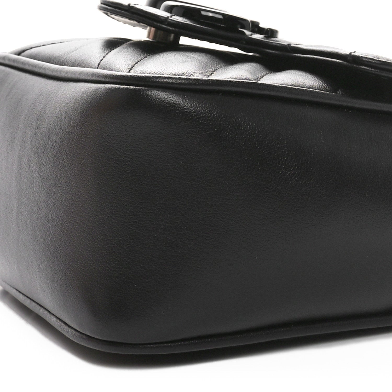 Gucci Calfskin Matelasse Monochrome GG Marmont Chain Mini Belt Bag Black 10 of 11