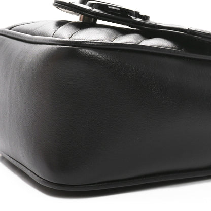Gucci Calfskin Matelasse Monochrome GG Marmont Chain Mini Belt Bag Black 10 of 11