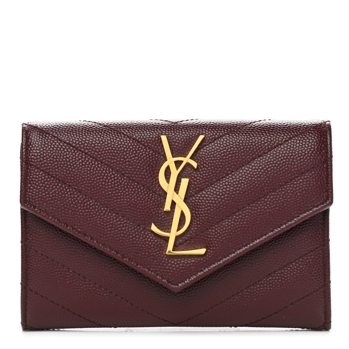 Grain De Poudre Matelasse Chevron Small Monogram Envelope Wallet Bordeaux