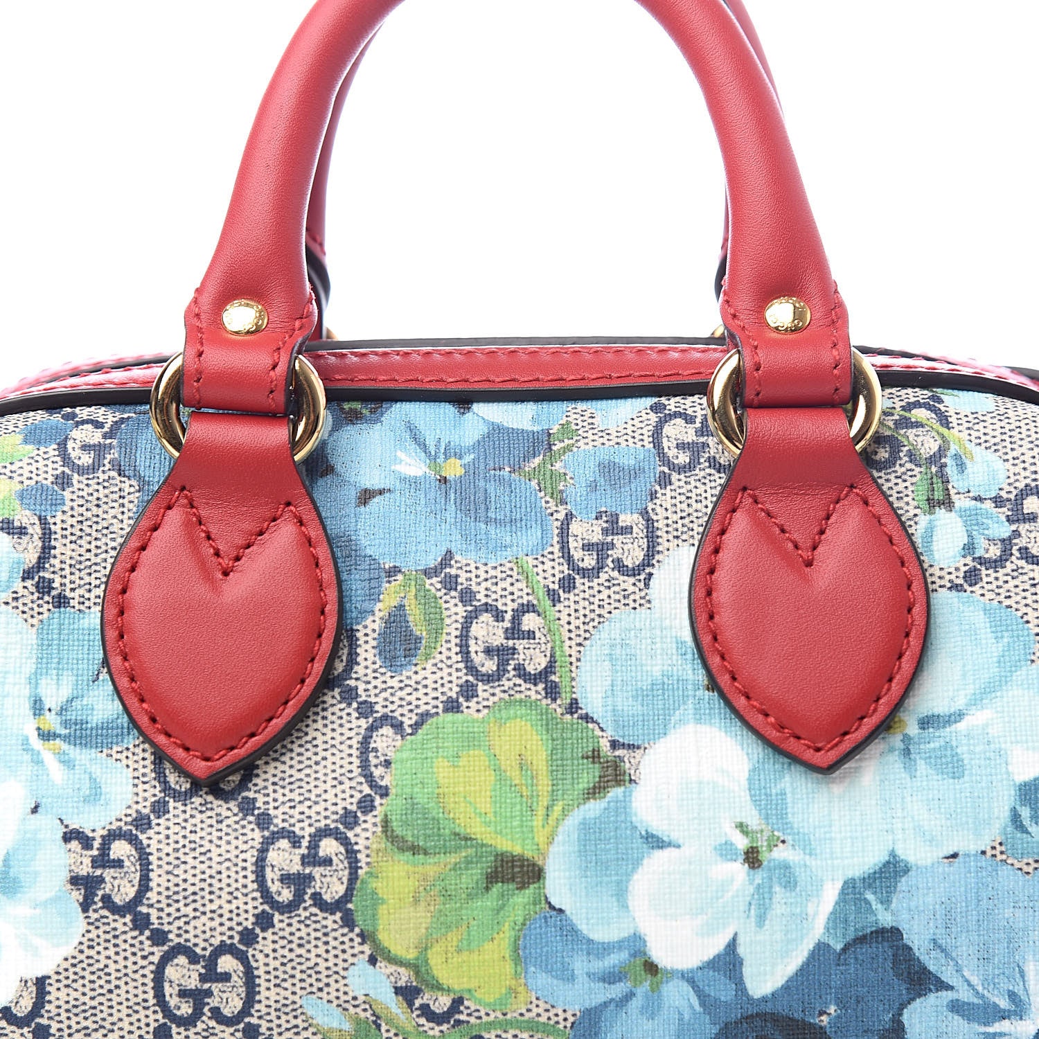 Gucci GG Supreme Monogram Blooms Mini Boston Navy Blue Hibiscus 10 of 10
