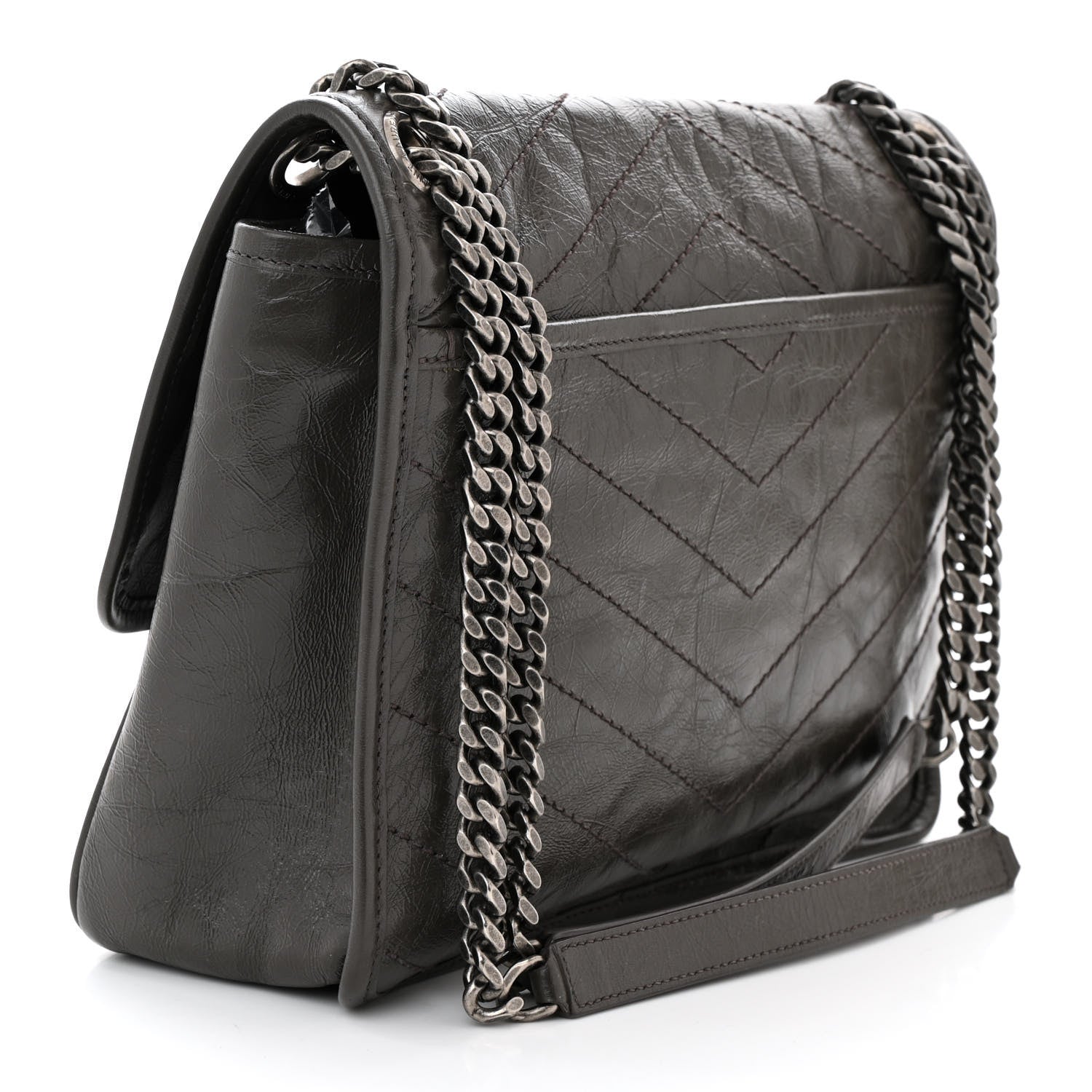 Saint Laurent Crinkled Calfskin Matelasse Monogram Medium Niki Chain Satchel Pebble 3 of 11