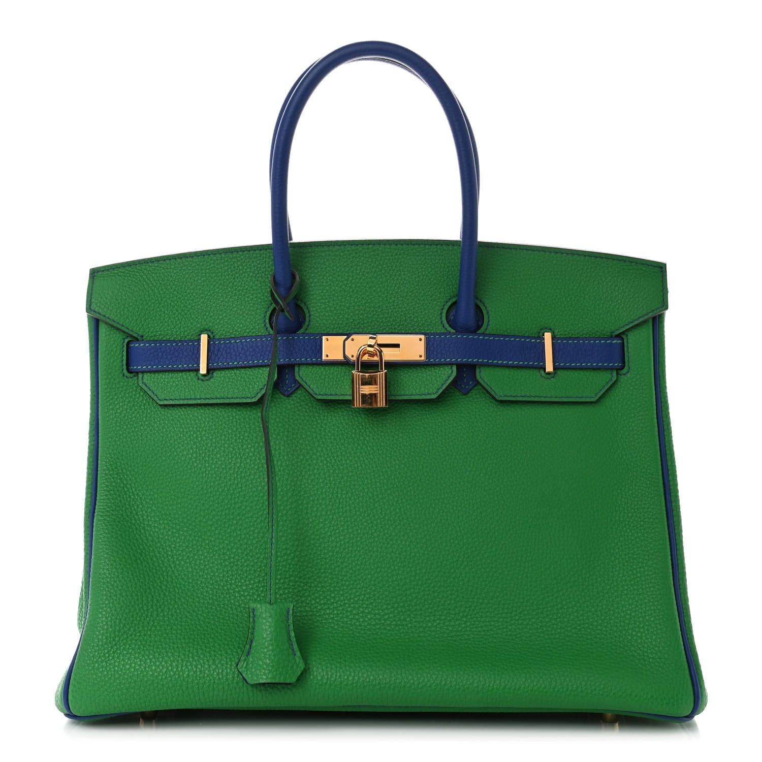 Hermes Togo Bi Color Horseshoe Birkin 35 Bamboo Bleu Electrique 1 of 11
