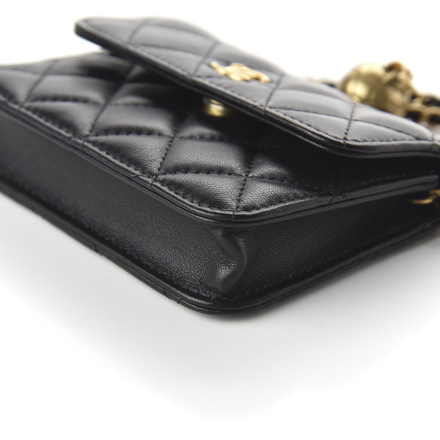 Chanel Lambskin Quilted Pearl Crush Clutch With Chain Black 7 of 12