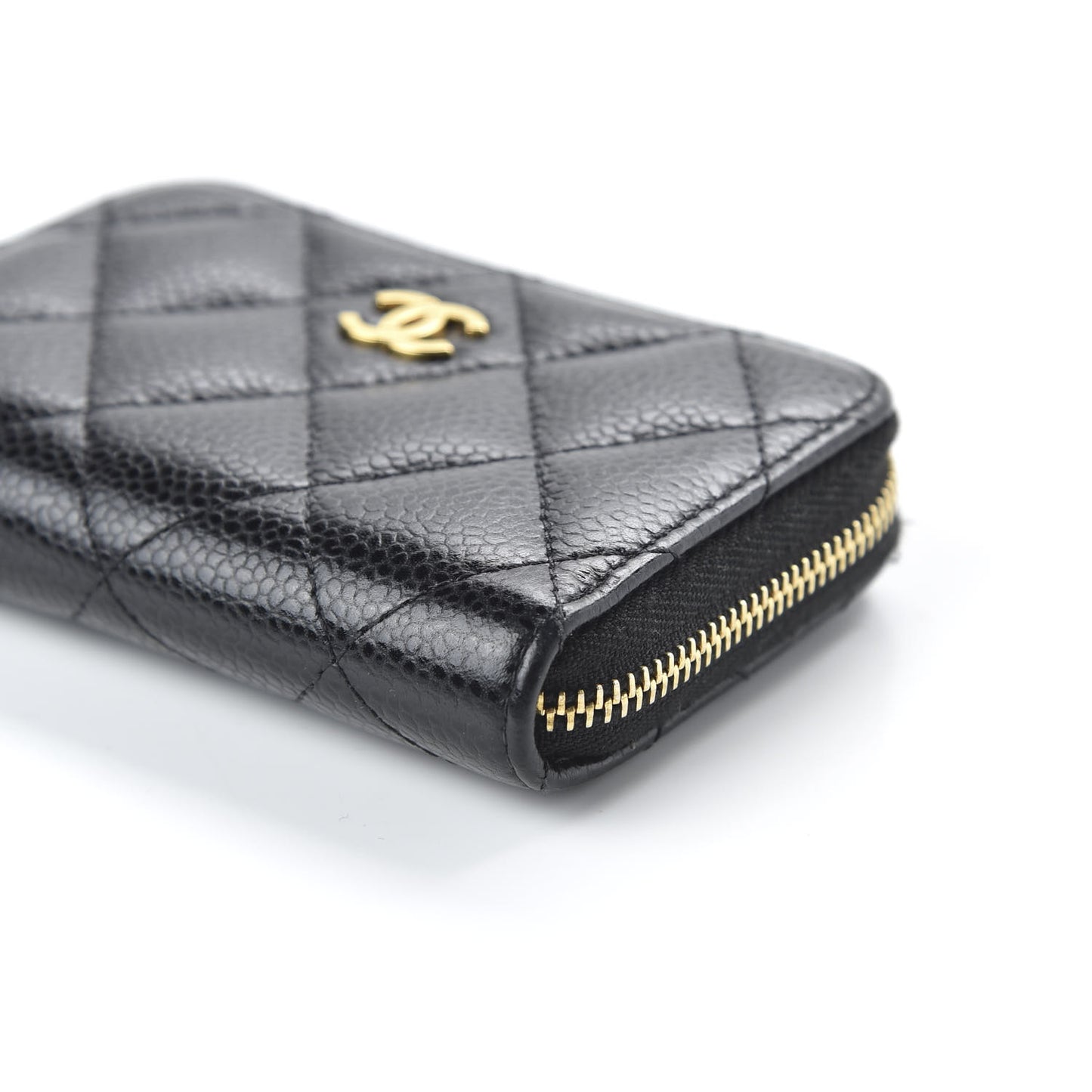 Caviar Quilted Zip Coin Purse Black