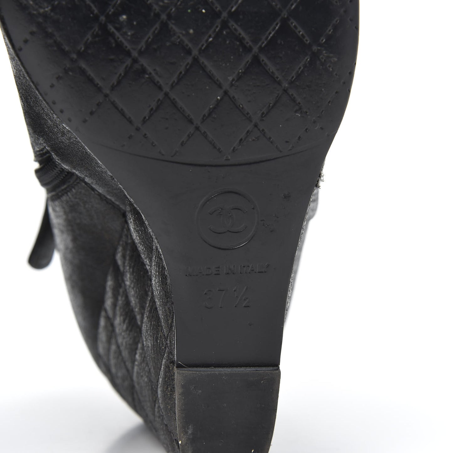 Fantasy Lambskin Peep Toe Short Boots 37.5 Black Gold