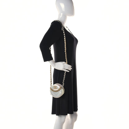 Chanel Iridescent Calfskin Quilted Chanel 19 Round Clutch With Chain White 2 of 10
