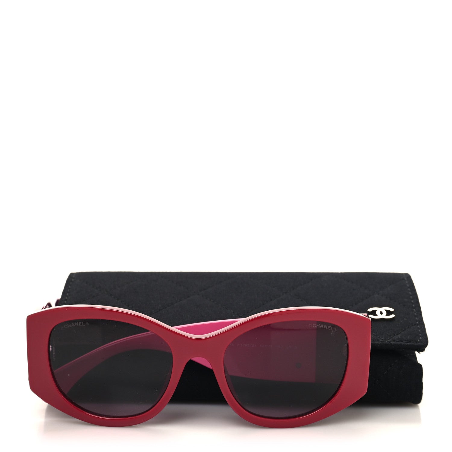 Chanel Acetate Oval Sunglasses 5524-A Pink Red 9 of 9