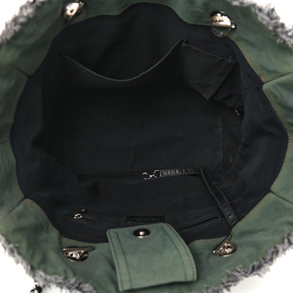 Chanel Canvas Stitched Tweed Large Tote Dark Green 5 of 11